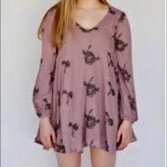Free People Boho purple long sleeve tunic dress - Picture 1 of 9